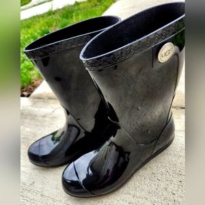 Womens Ugg Sienna Rainboots ● Glossy Black ● Size 8